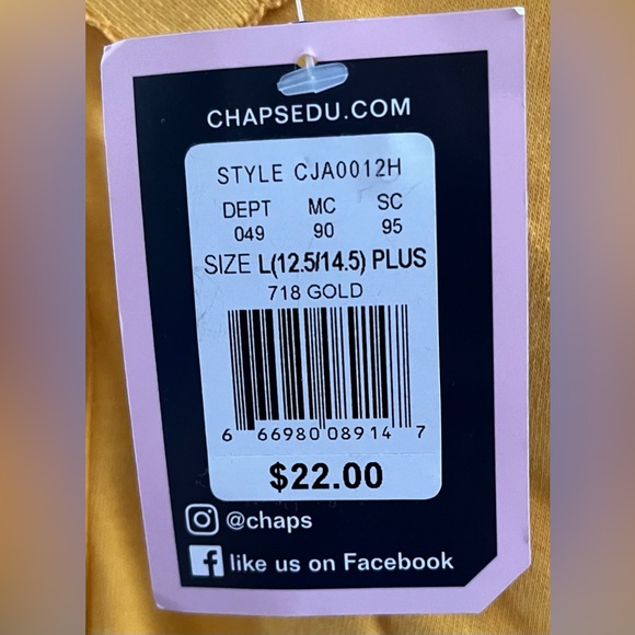 NWT Chaps Girls Approved School Uniform Bright Yellow Short Sleeve Polo - Picture 3 of 3